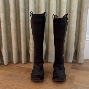 Frye Paige Tall Brown Leather Riding Boots